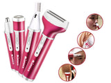 Epilator & body shaver dam 4 huvuden USB-laddning mörkrosa