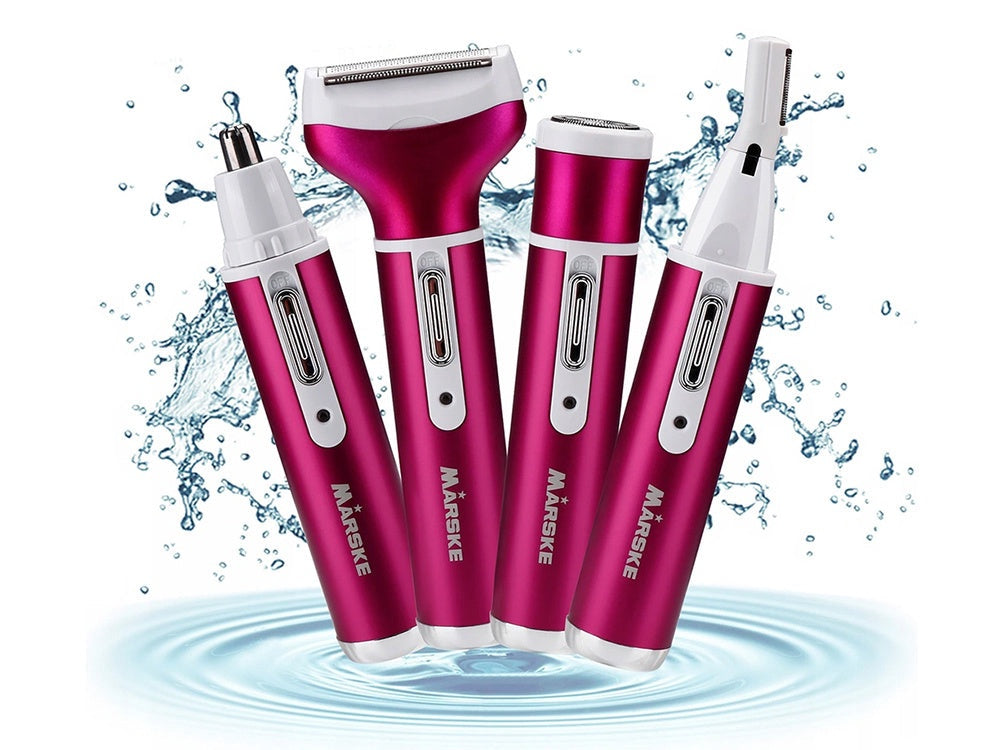 Epilator & body shaver dam 4 huvuden USB-laddning mörkrosa