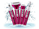 Epilator & body shaver dam 4 huvuden USB-laddning mörkrosa