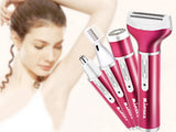 Epilator & body shaver dam 4 huvuden USB-laddning mörkrosa