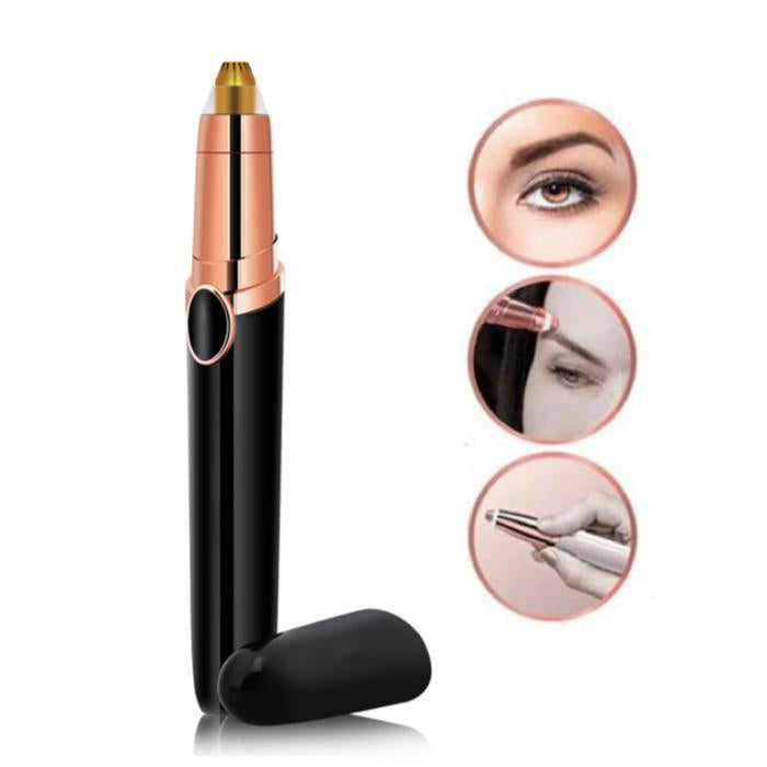 Epilator & trimmer för ansikte/ögonbryn/näsa/bikinilinje LED USB svart
