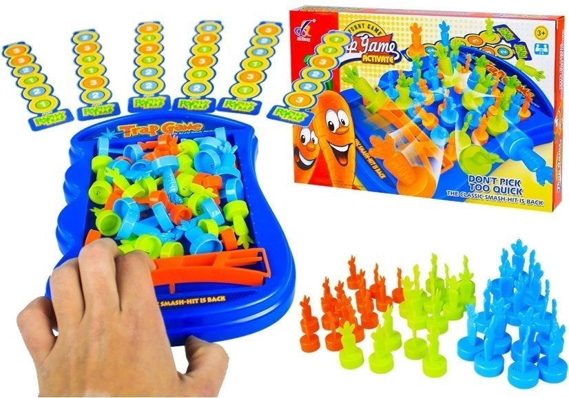 Familjespel Fleeing Carrots arkadspel med morotsvägg, 2 spellägen