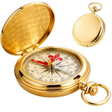 Fickkompass i metall guld 360° med lock 6x1,2 cm
