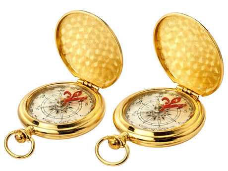 Fickkompass i metall guld 360° med lock 6x1,2 cm