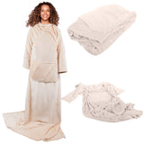 Filt med ärmar i fleece 200x140 cm beige universal storlek