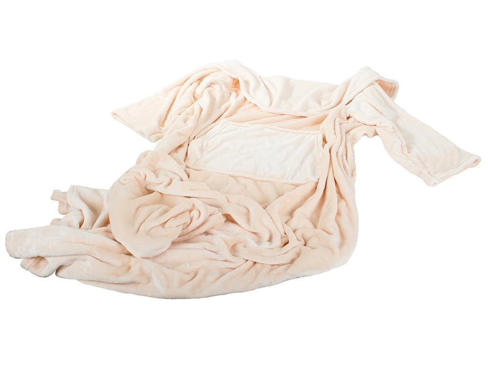 Filt med ärmar i fleece 200x140 cm beige universal storlek