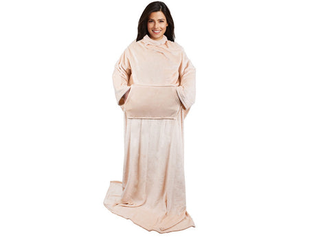 Filt med ärmar i fleece 200x140 cm beige universal storlek