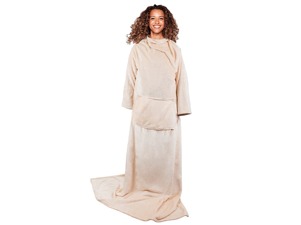 Filt med ärmar i fleece 200x140 cm beige universal storlek