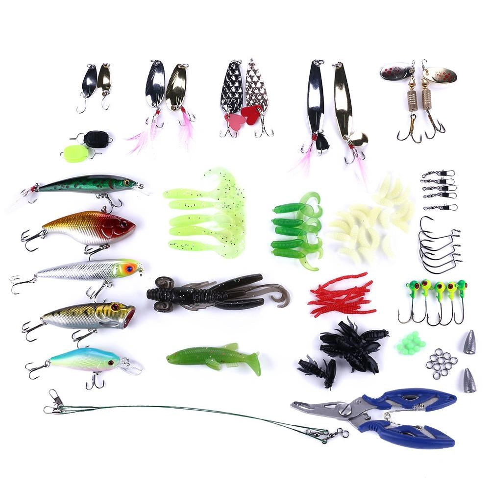 Fiskedragset 110 delar i box – wobbler, skeddrag, jiggar, krokar