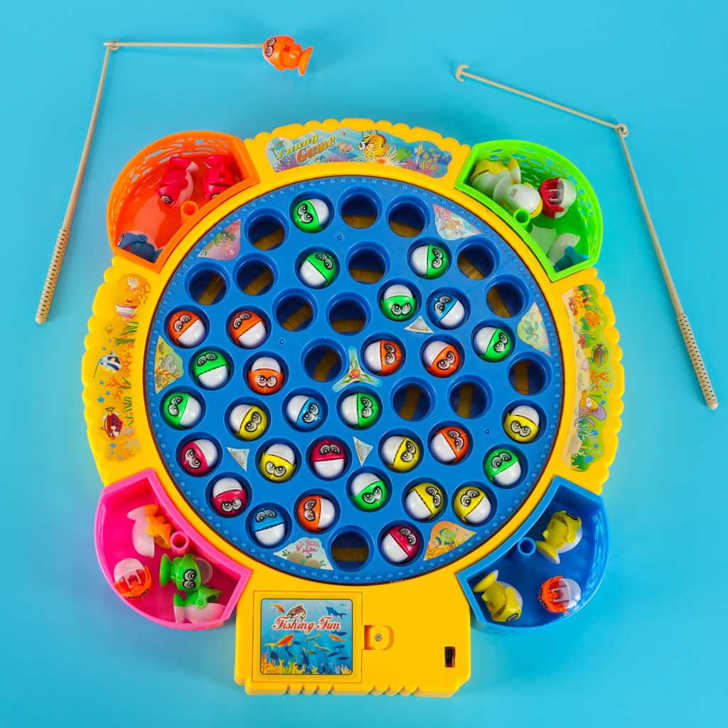 Fiskfångst spel med 45 fiskar och 4 nät, ljus/ljud, 1-4 spelare