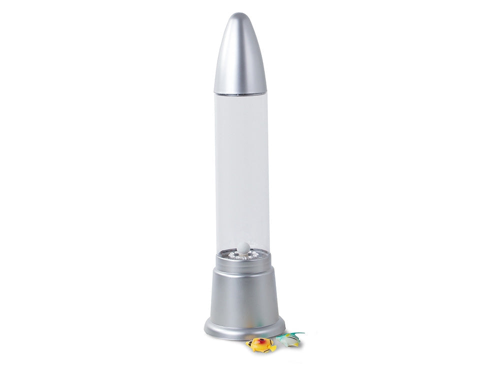 Fisklampa bordslampa med vatten färgskiftande ljus 50 cm silver