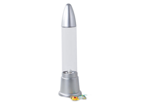 Fisklampa bordslampa med vatten färgskiftande ljus 50 cm silver