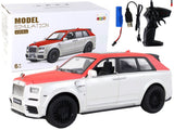 Fjärrstyrd RC-bil 1:20 med ljus/ljud, uppladdningsbart batteri, vit/röd