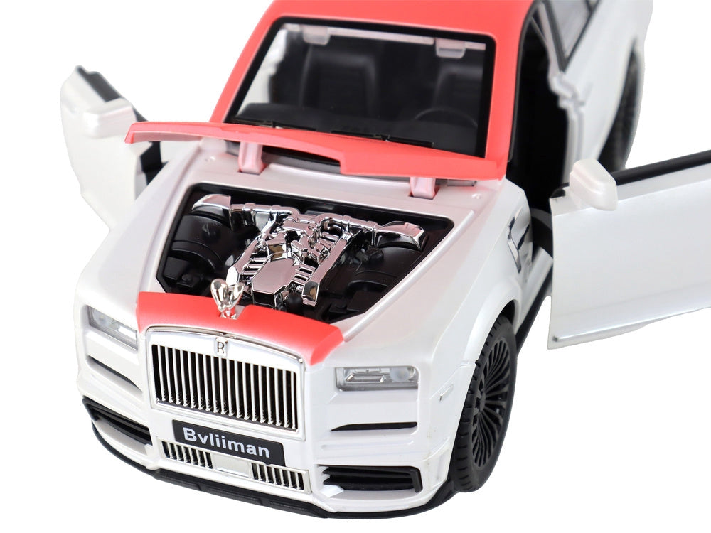 Fjärrstyrd RC-bil 1:20 med ljus/ljud, uppladdningsbart batteri, vit/röd