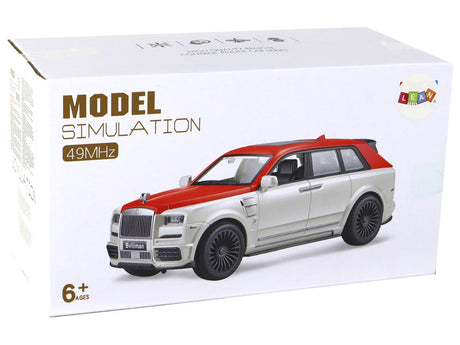 Fjärrstyrd RC-bil 1:20 med ljus/ljud, uppladdningsbart batteri, vit/röd