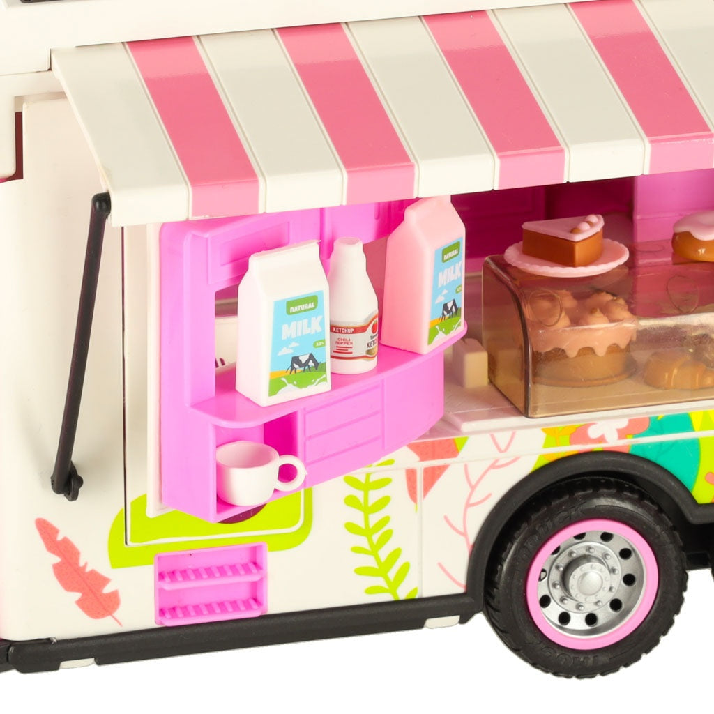 Fjärrstyrd RC-husbil food truck 2.4 GHz med ljus/ljud rosa set