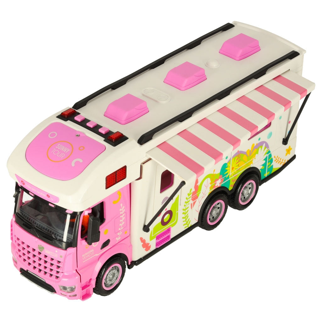 Fjärrstyrd RC-husbil food truck 2.4 GHz med ljus/ljud rosa set