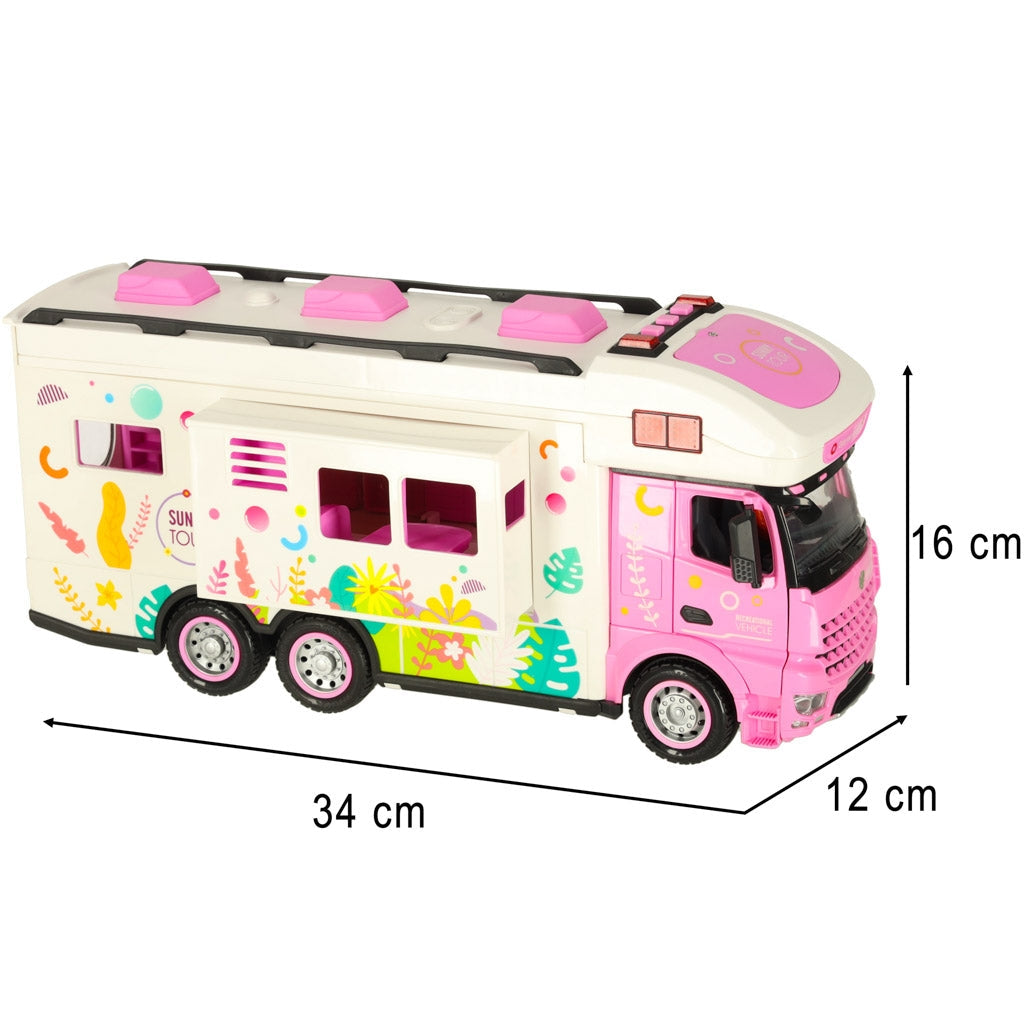 Fjärrstyrd RC-husbil food truck 2.4 GHz med ljus/ljud rosa set