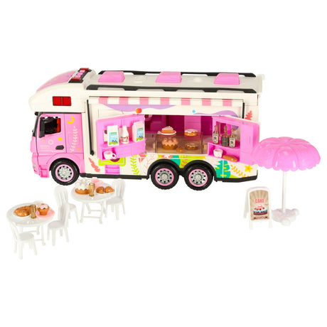 Fjärrstyrd RC-husbil food truck 2.4 GHz med ljus/ljud rosa set