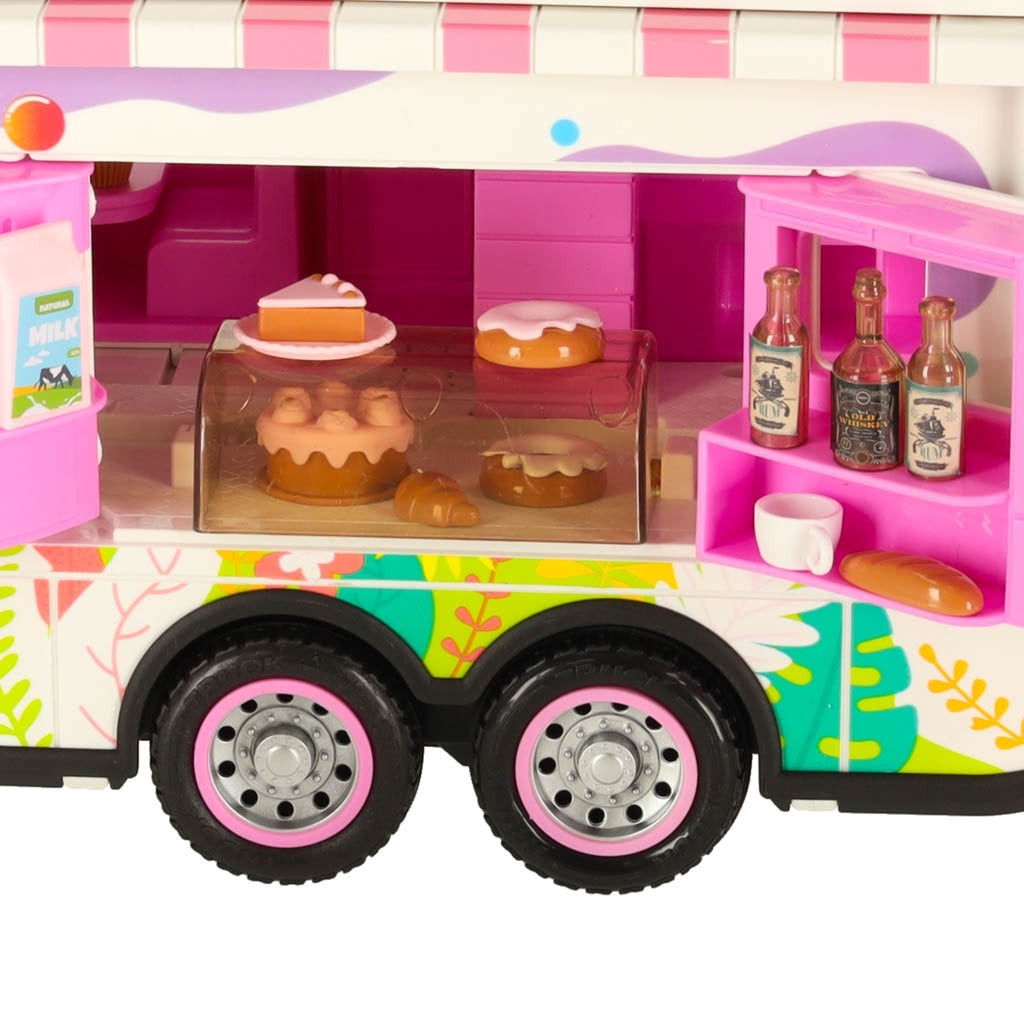 Fjärrstyrd RC-husbil food truck 2.4 GHz med ljus/ljud rosa set