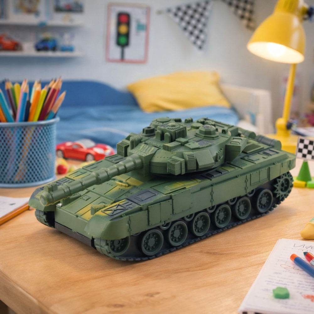 Fjärrstyrd RC-tank T90 1:18 27 MHz 360° torn Li-ion USB-laddning