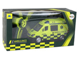 Fjärrstyrd ambulans leksaksbil med ljus och siren 22 cm gul