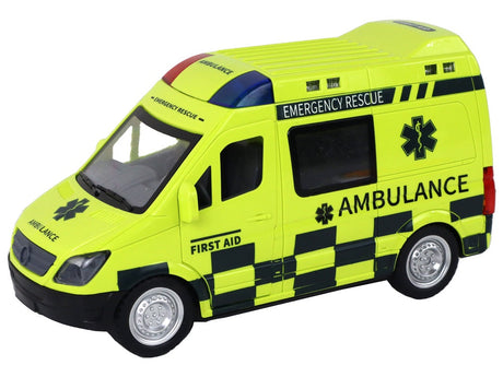 Fjärrstyrd ambulans leksaksbil med ljus och siren 22 cm gul