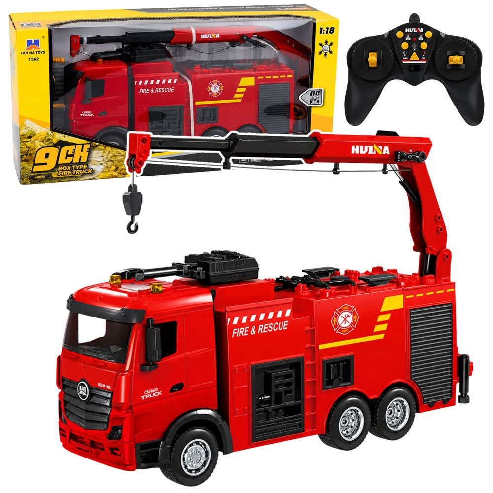 Fjärrstyrd brandbil 1:18 med ljus 2.4GHz Huina 1362