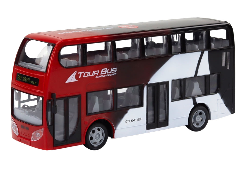 Fjärrstyrd dubbeldäckarbuss 29 cm med ljus och gummihjul, 3+ år