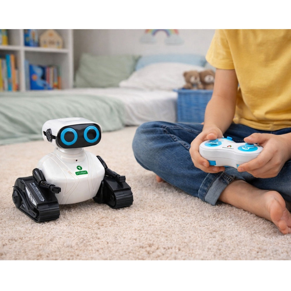 Fjärrstyrd interaktiv robot 2.4 GHz med larvdrift, musik & LED-ögon