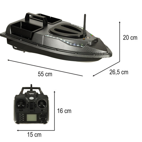 Fjärrstyrd isfiskebåt med GPS 500 m räckvidd 2 motorer 1,5 kg
