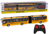 Fjärrstyrd leksaksbuss RC 1:32 gul med lampor, batteri och laddare