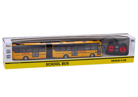 Fjärrstyrd leksaksbuss RC 1:32 gul med lampor, batteri och laddare
