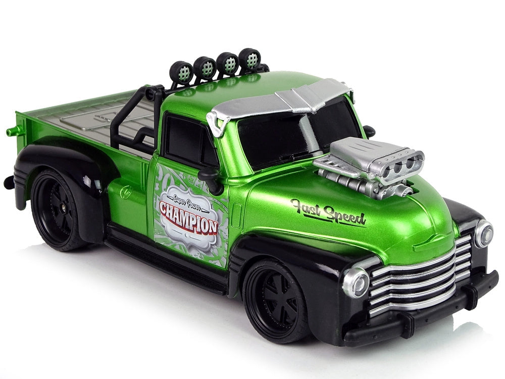 Fjärrstyrd pickup truck 1:18 grön 24 cm, 6+ år