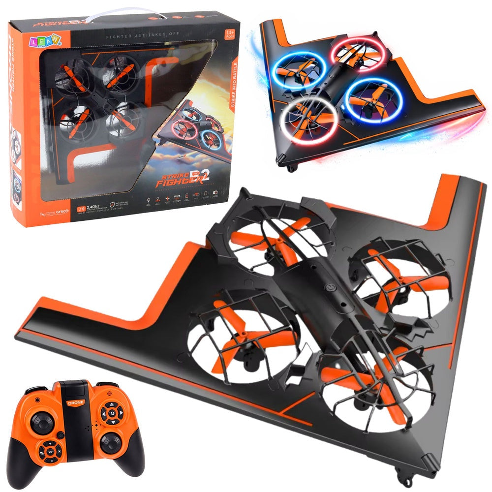 Fjärrstyrd quadcopter-drönare med LED, appstyrning, 22 cm