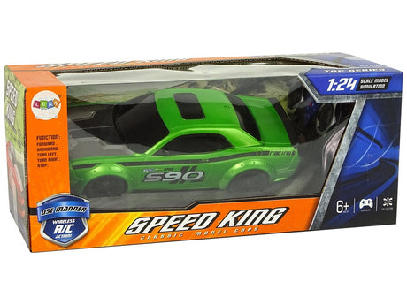 Fjärrstyrd sportbil 1:24 racinggrön med fjärrkontroll, från 6 år