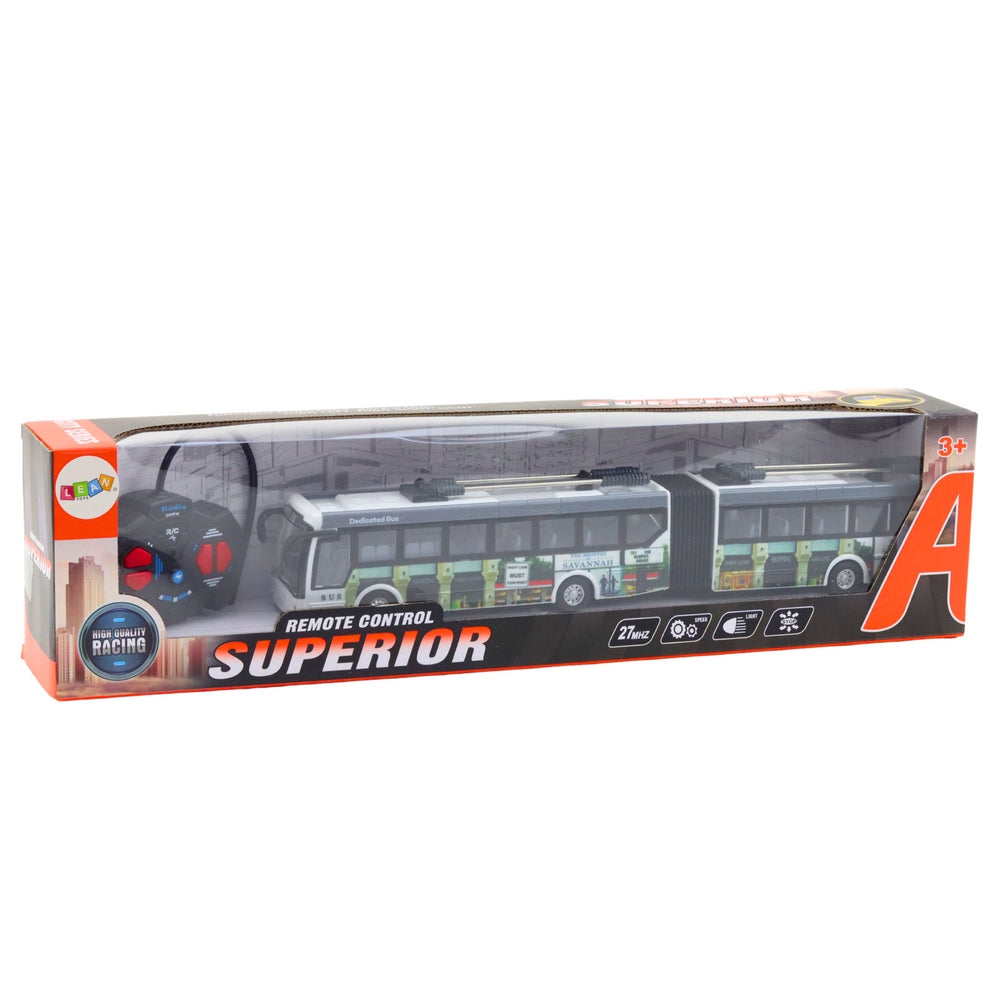 Fjärrstyrd stadsbuss 36 cm med LED-ljus, 27 MHz, USB-laddning