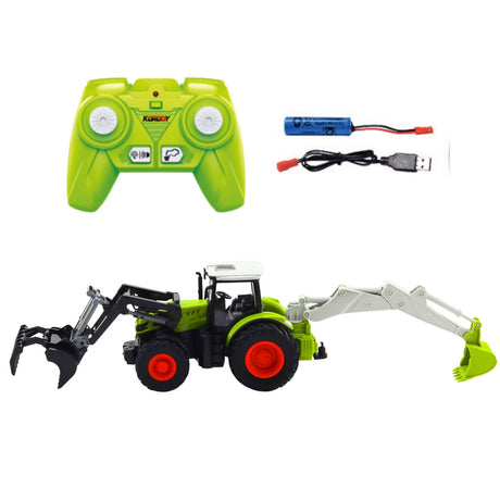 Fjärrstyrd traktor 1:24 med skopa & grävaggregat, 2.4GHz, USB