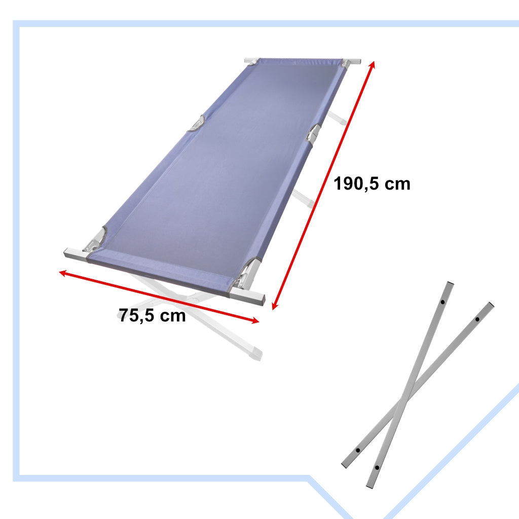 Fällbar campingbädd 190,5x70,5 cm stålram 150 kg mörkblå med väska