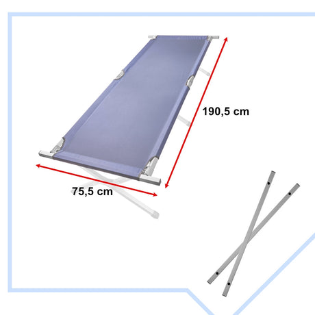 Fällbar campingbädd 190,5x70,5 cm stålram 150 kg mörkblå med väska