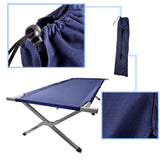 Fällbar campingbädd 190,5x70,5 cm stålram 150 kg mörkblå med väska