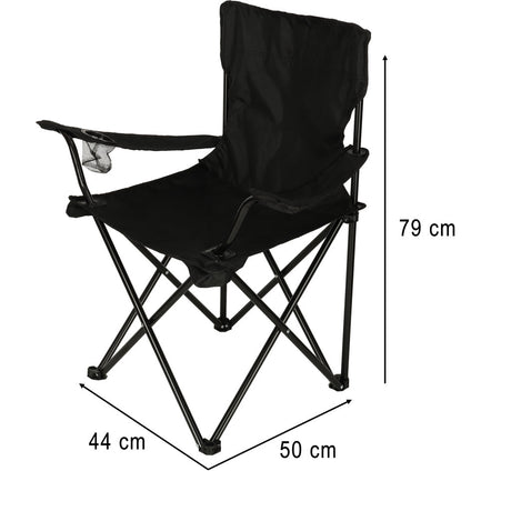 Fällbar campingstol svart Oxford 600D med transportväska 95 kg