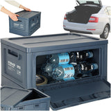 Fällbar förvaringsbox med lock 25 L mörkblå för bil/camping