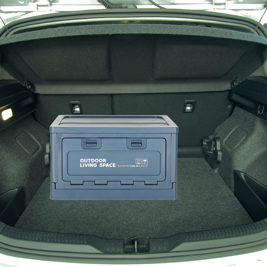 Fällbar förvaringsbox med lock 25 L mörkblå för bil/camping