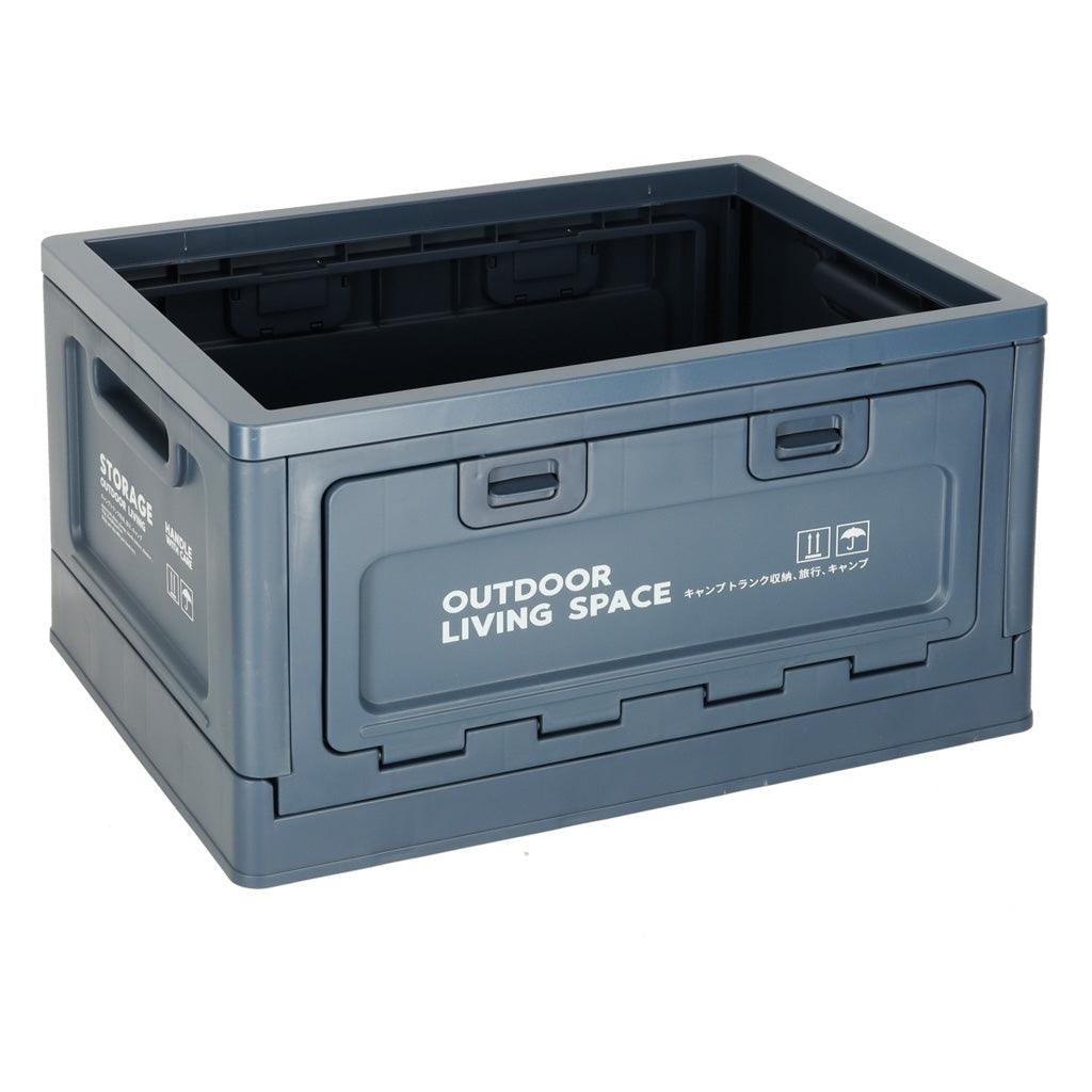 Fällbar förvaringsbox med lock 25 L mörkblå för bil/camping