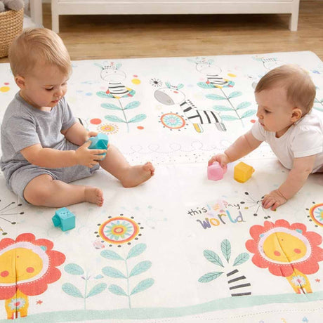 Fällbar lekmattan i skum XPE 180x200 cm 1 cm dubbelsidig djurmotiv