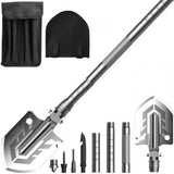 Fällbar multiverktygsspade 16-i-1 med 2 nylonfodral, aluminium/rostfritt