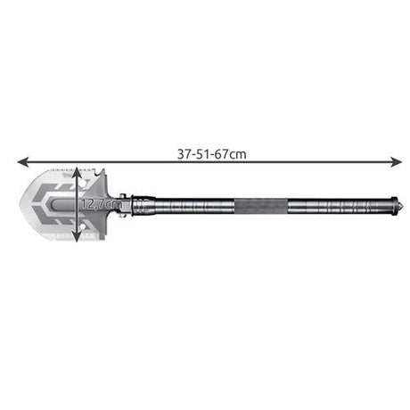 Fällbar multiverktygsspade 16-i-1 med 2 nylonfodral, aluminium/rostfritt