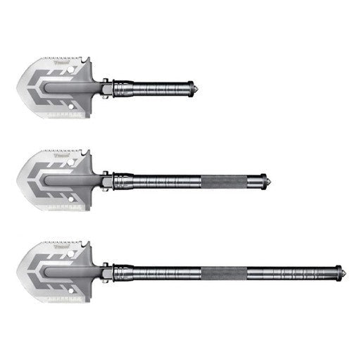 Fällbar multiverktygsspade 16-i-1 med 2 nylonfodral, aluminium/rostfritt