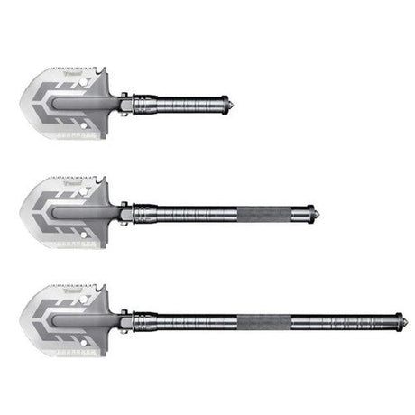 Fällbar multiverktygsspade 16-i-1 med 2 nylonfodral, aluminium/rostfritt